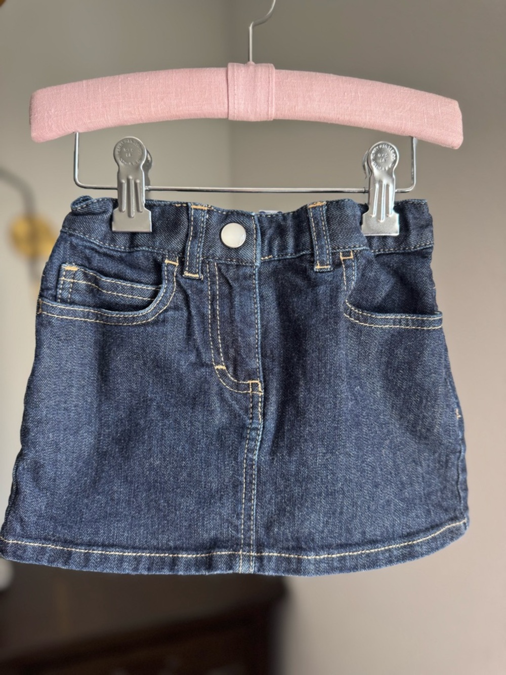 Petit Bateau Denim Skirt 3T Girls Dark Wash Adjustable Waist